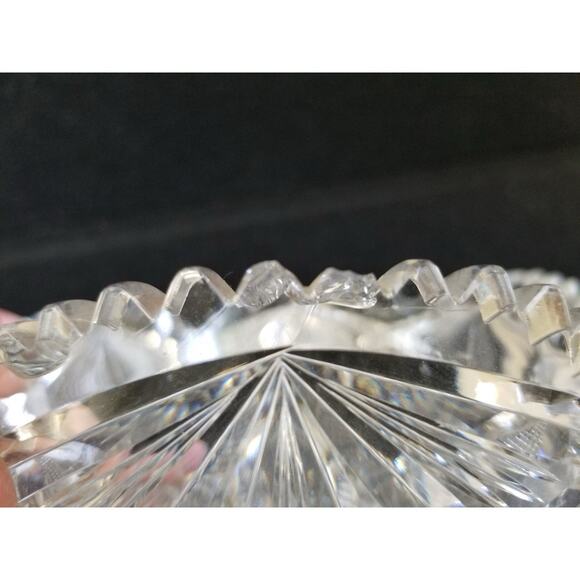 Vintage Brilliant Cut Crystal Bowl – 8” Sawtooth Edge - Picture 6 of 7